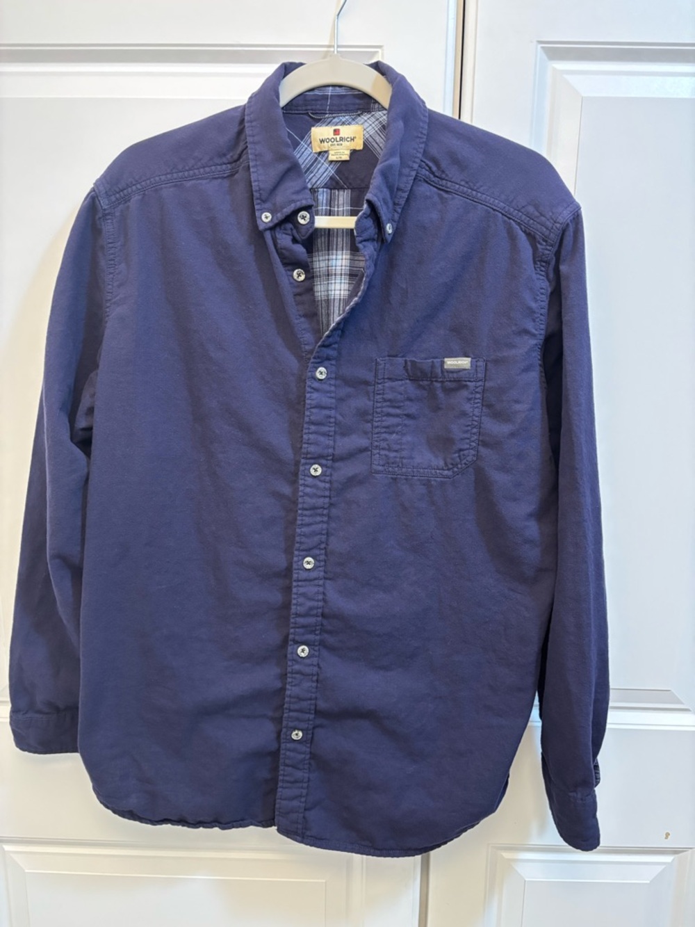 Woolrich Men's Deep Blue Button-Down Casual Shirt